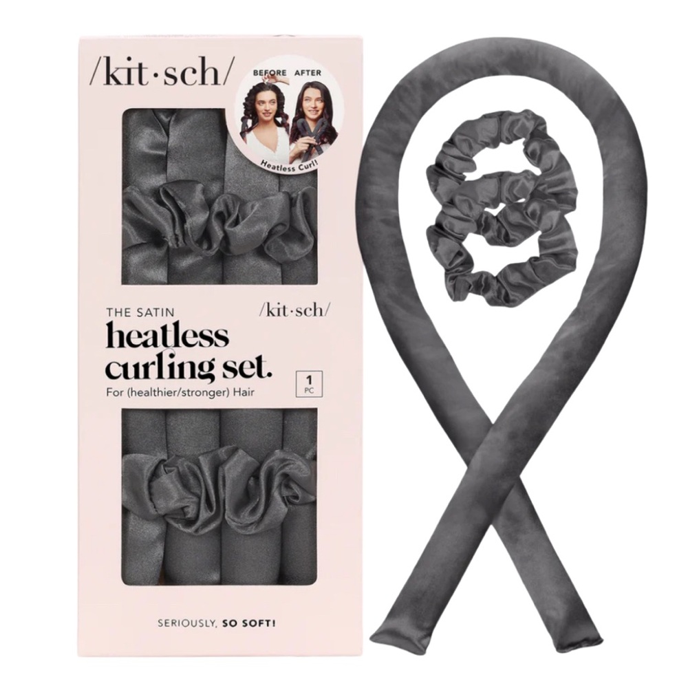 Kitsch Satin Heatless Curling Set in Charcoal (Used Once)